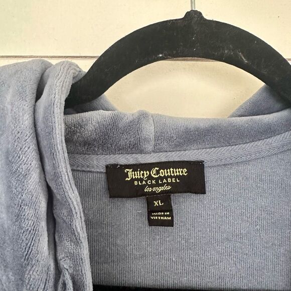 Juicy Couture Women’s Extra Large Black Label Velour Rhinestone Track Jacket Y2K - Picture 3 of 8